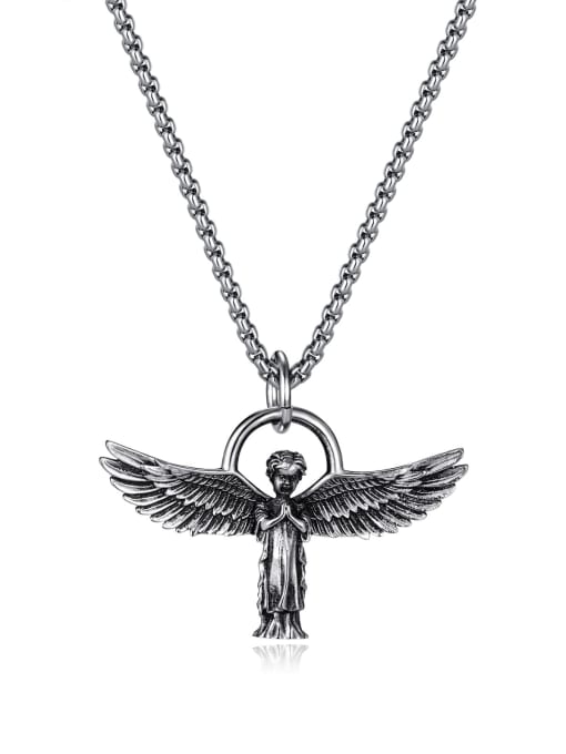 GX2285B steel  ( chain 3mm*55CM) Stainless steel Angel Hip Hop Necklace
