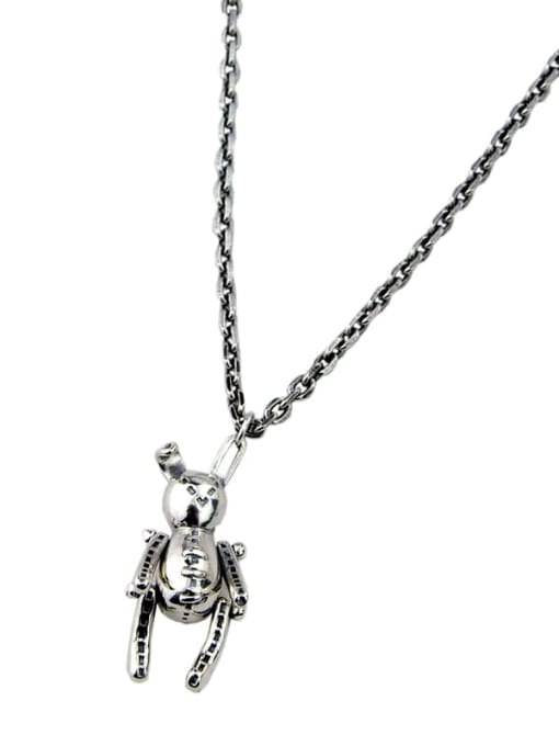SHUI Vintage Sterling Silver With Platinum Plated Simplistic rabbit Necklaces 0