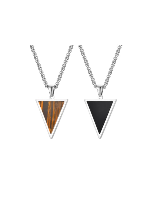 CONG Stainless steel Tiger Eye Triangle Hip Hop Necklace 0