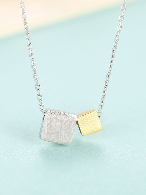CCUI 925 sterling silver simple Square Pendant Necklace 2