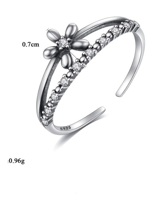 CCUI 925 Sterling Silver Flower Vintage Stackable Ring 3