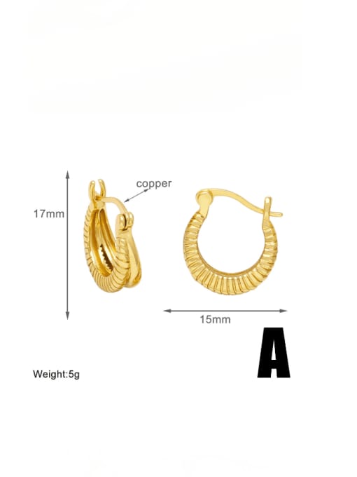 CC Brass Geometric Hip Hop Huggie Earring 2