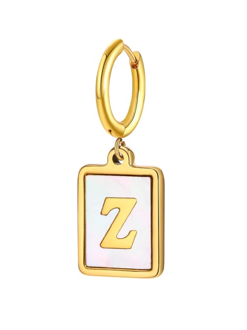 Letter Z Single Stainless steel Enamel Letter Vintage Huggie Earring