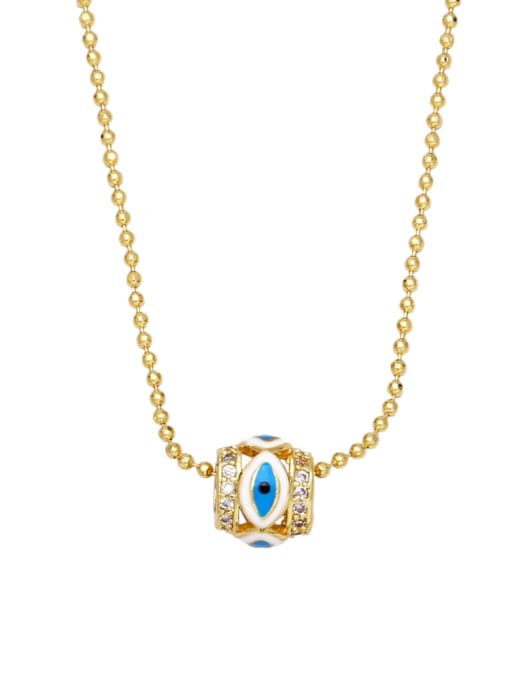 white Brass Cubic Zirconia Evil Eye Vintage Necklace
