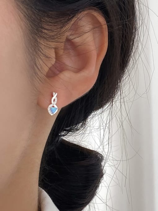 Rosh 925 Sterling Silver Cubic Zirconia Heart Cute Drop Earring 1