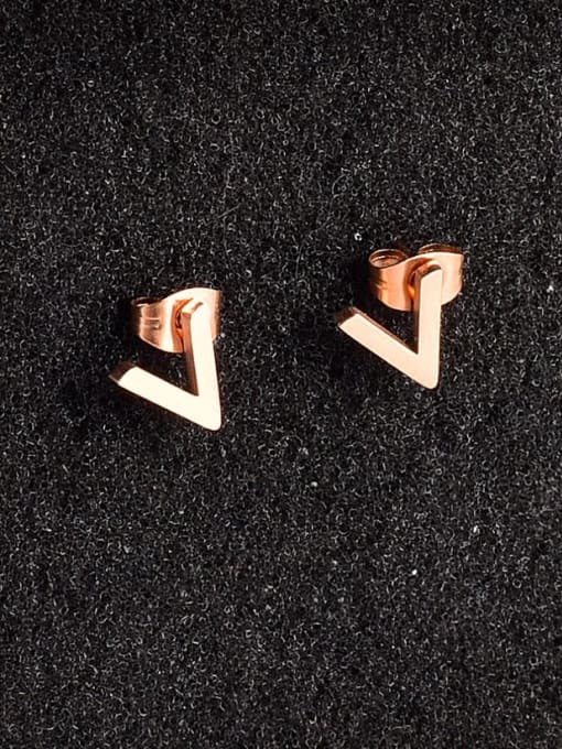 A TEEM Titanium Steel Letter V Minimalist Stud Earring 1