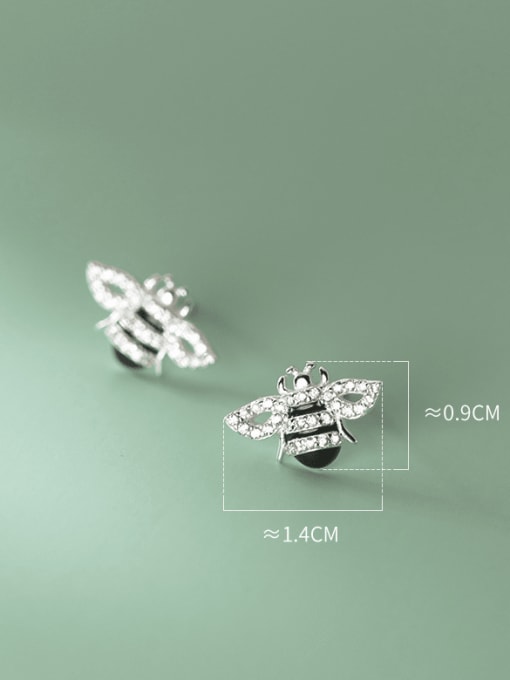 Rosh 925 Sterling Silver Cubic Zirconia Bee Cute Stud Earring 3