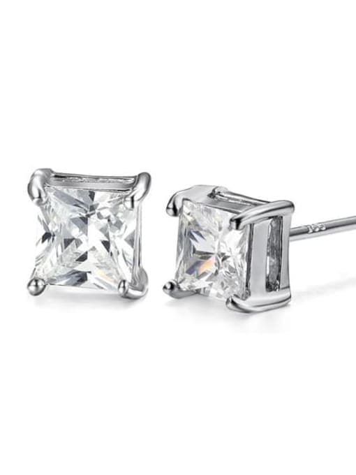 015 White Diamond Alloy Cubic Zirconia Geometric Minimalist Stud Earring