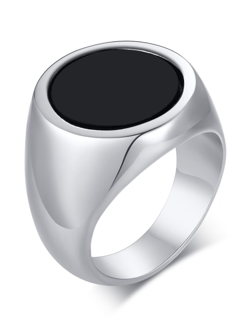 CONG Titanium Steel Acrylic Geometric Minimalist Band Ring 0