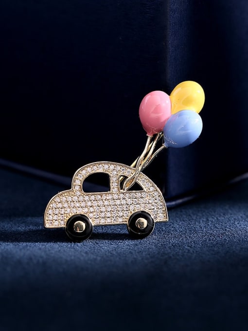 Luxu Brass Cubic Zirconia Irregular Balloon Car Trend Brooch 2