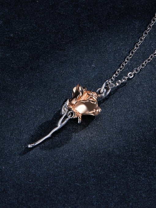Gold 925 Sterling Silver Flower Dainty Necklace