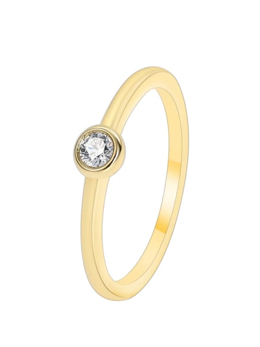 Gold set zircon ring Brass Rhinestone Geometric Minimalist Band Ring