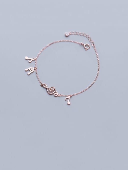 Rosh 925 Sterling Silver  Minimalist  Musical notes with diamonds Link Bracelet 0