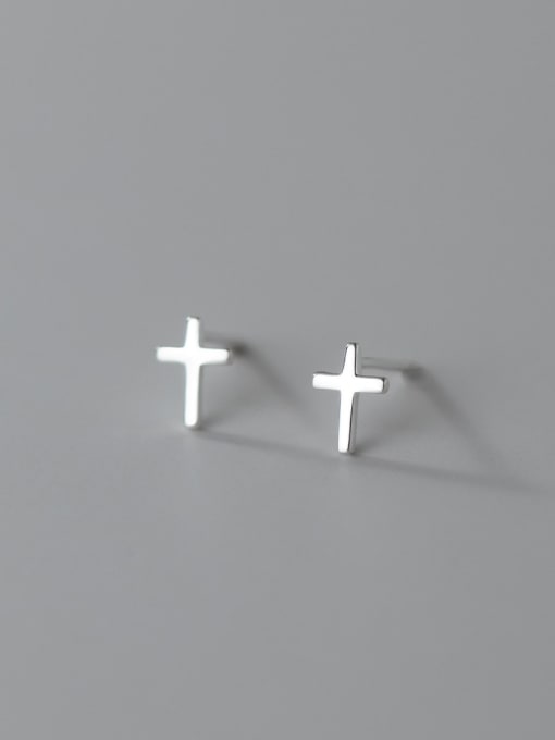 Rosh 925 Sterling Silver Cross Minimalist Stud Earring 0