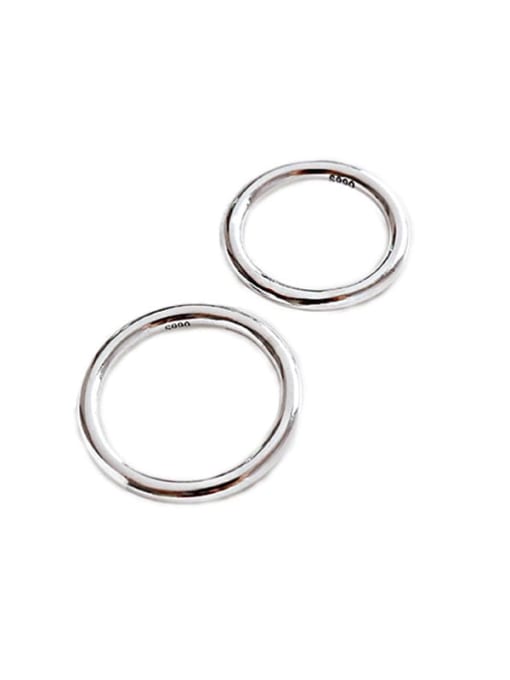 DAKA 925 Sterling Silver With Platinum Plated Simplistic Round Band Rings 0