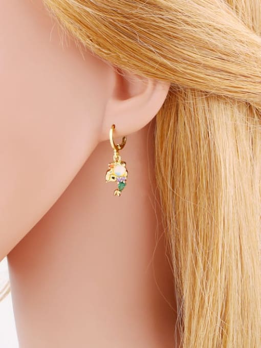CC Brass Cubic Zirconia Mermaid Cute Huggie Earring 1