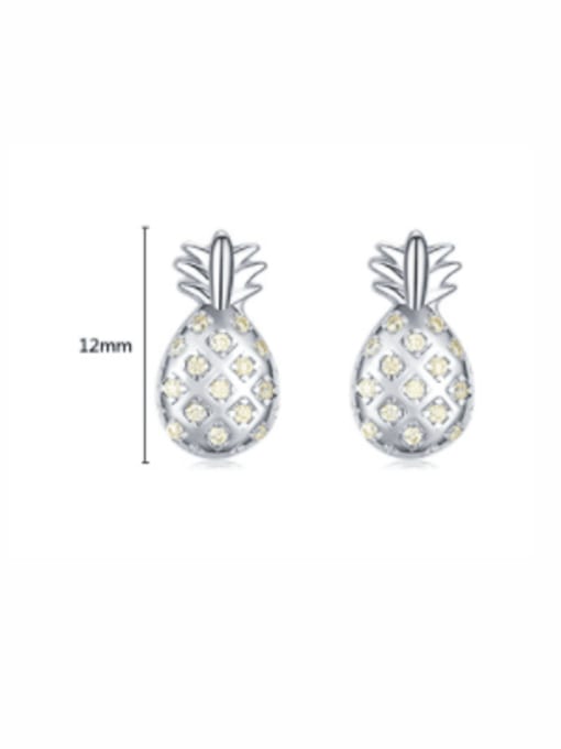 MODN 925 Sterling Silver Rhinestone Friut Pineapple Dainty Stud Earring 2