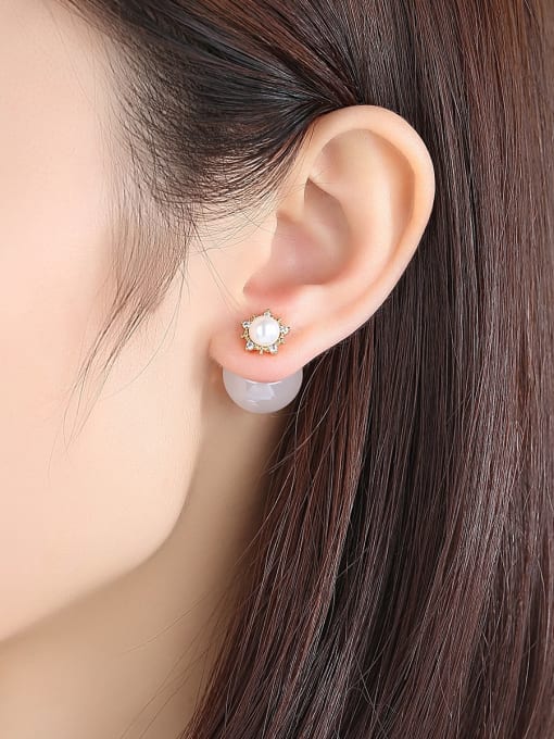 BLING SU Copper Cubic Zirconia Ball Minimalist Stud Earring 1