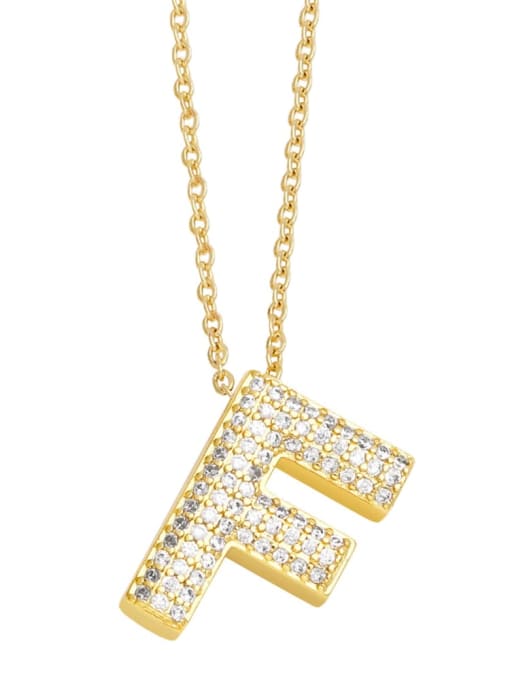 F Brass Cubic Zirconia Letter Trend Necklace