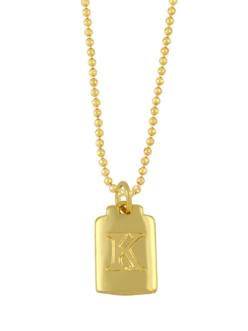 K Brass Geometry Letter Vintage Necklace