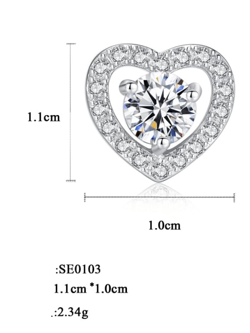 CCUI 925 Sterling Silver Cubic Zirconia  Minimalist Hollow Heart   Stud Earring 3