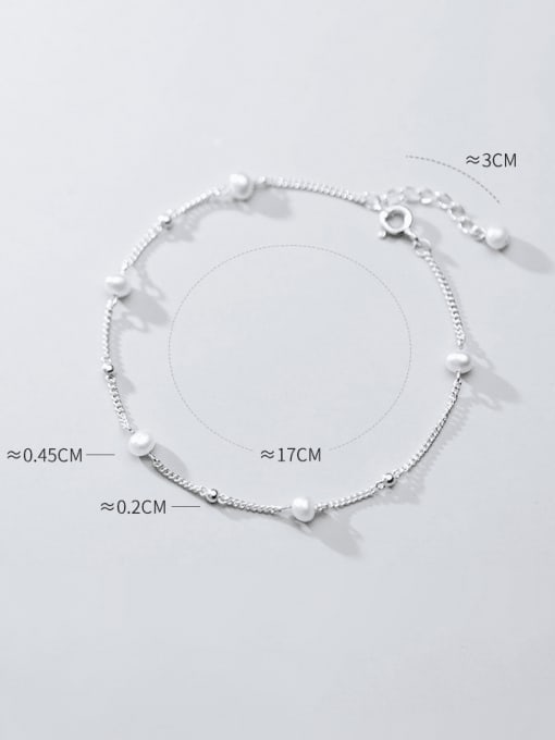 Rosh 925 Sterling Silver Freshwater Pearl Irregular Minimalist Link Bracelet 2