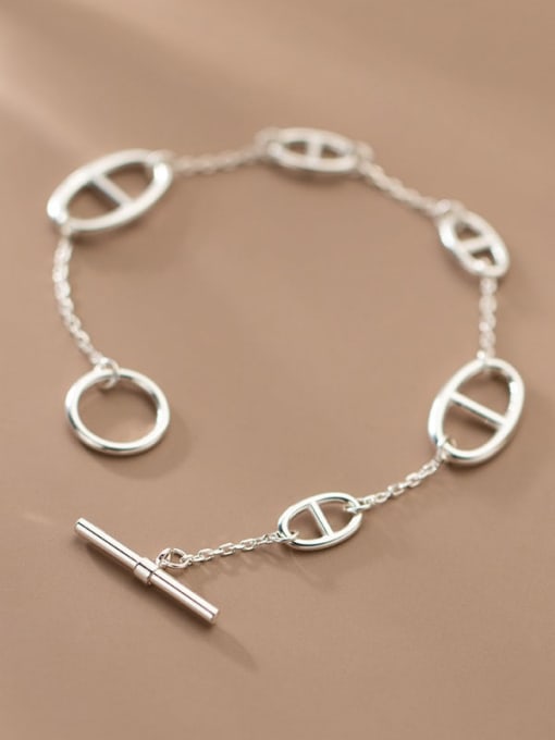 Rosh 925 Sterling Silver Geometric Minimalist Link Bracelet 0