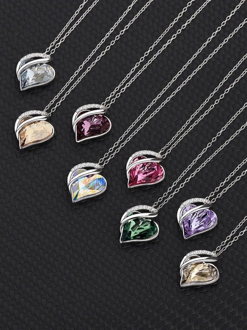 BC-Swarovski Elements 925 Sterling Silver Austrian Crystal Heart Classic Necklace 1