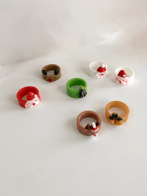 Girlhood Acrylic Multi Color Christmas Seris Cute Band Ring 1