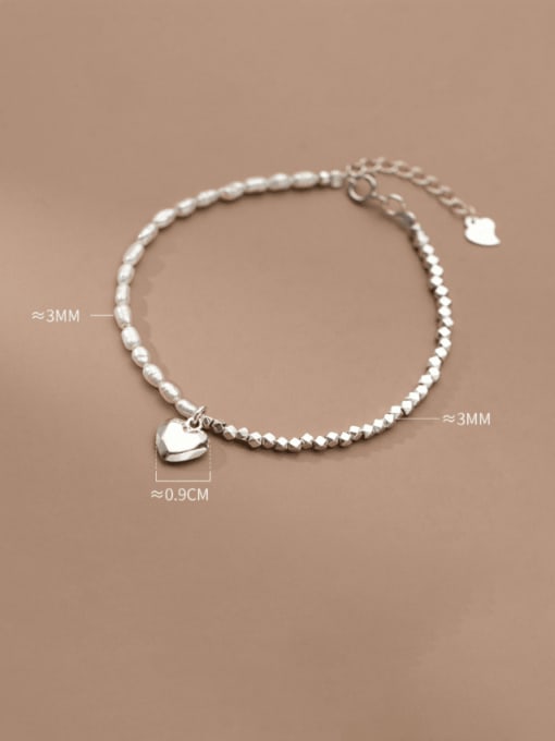 Rosh 925 Sterling Silver Imitation Pearl Geometric Minimalist Stretch Bracelet 2