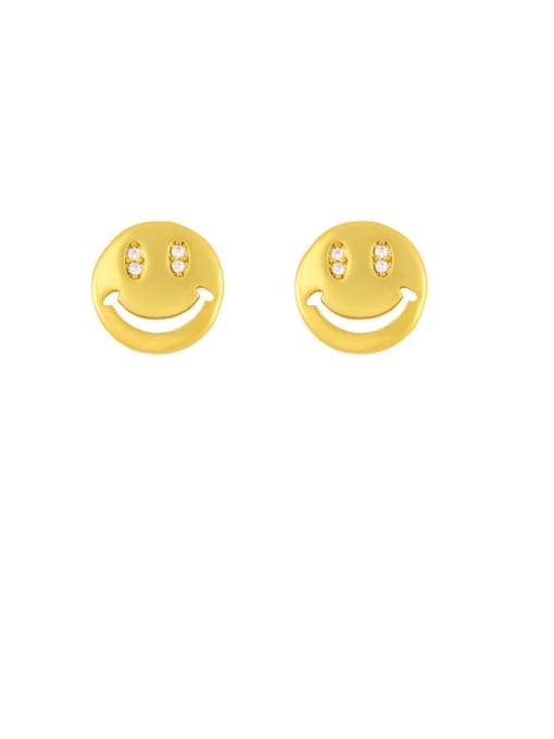 smiling face Brass Cubic Zirconia Smiley Vintage Stud Earring