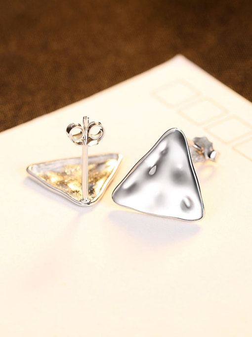 Rh 23F12 925 Sterling Silver Triangle Minimalist Stud Earring