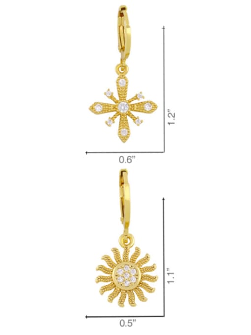 CC Brass Cubic Zirconia Cross Ethnic Huggie Earring 4