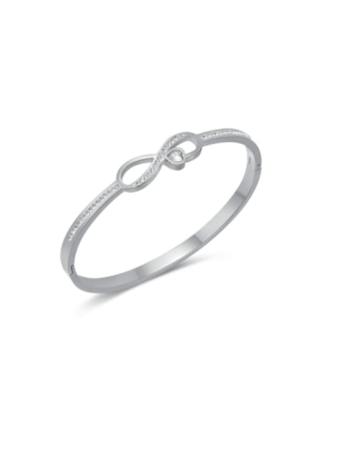 1047 Steel Bracelet Steel Color Titanium Steel Cubic Zirconia Number 8 Minimalist Bracelet