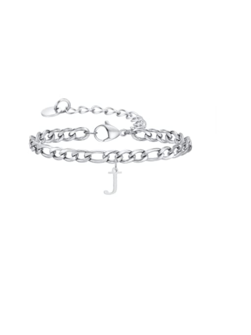 J Stainless steel Letter Hip Hop Link Bracelet