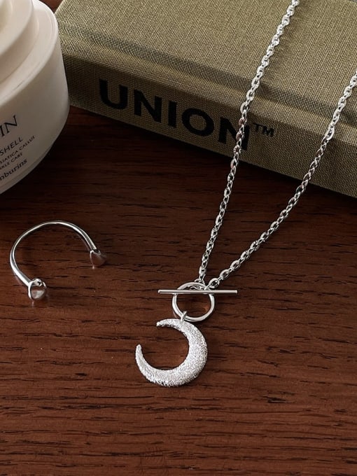 Boomer Cat 925 Sterling Silver Moon Vintage Necklace 3