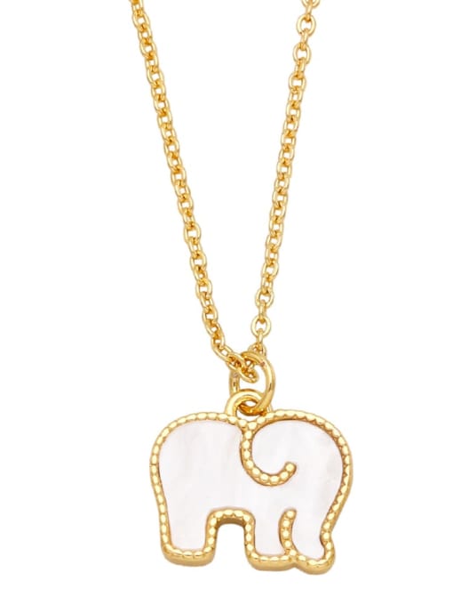 white Brass Shell Elephant Hip Hop Necklace