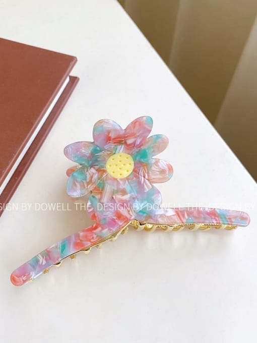 Pink cyan 12cm Cellulose Acetate Trend Flower Alloy Multi Color Jaw Hair Claw