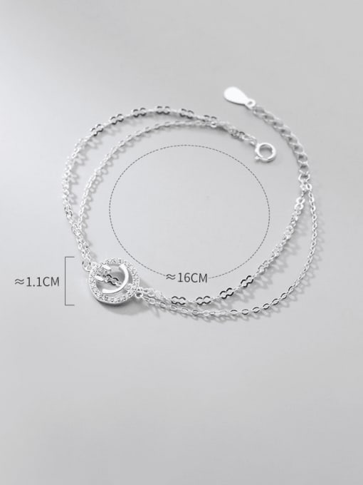 Rosh 925 Sterling Silver Cubic Zirconia Geometric Minimalist Strand Bracelet 3