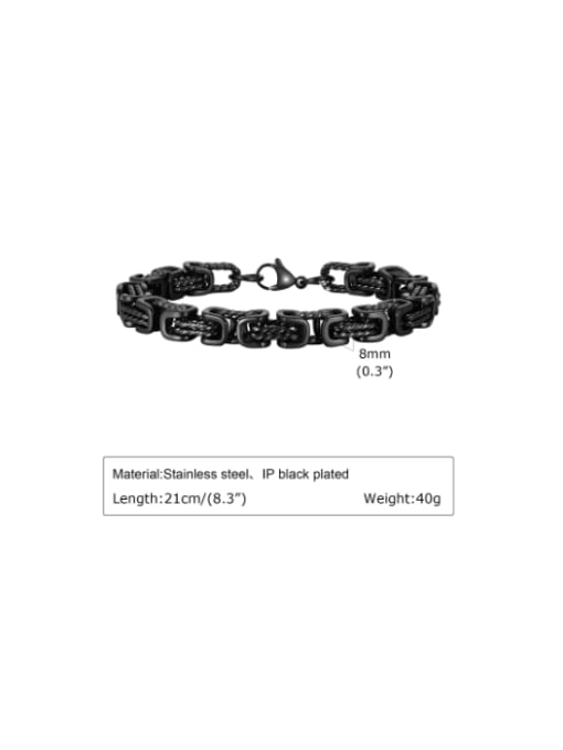 Black 21cm Stainless steel Irregular Vintage Link Bracelet