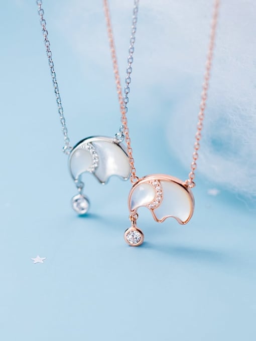 Rosh 925 Sterling Silver Shell Elephant Minimalist Necklace