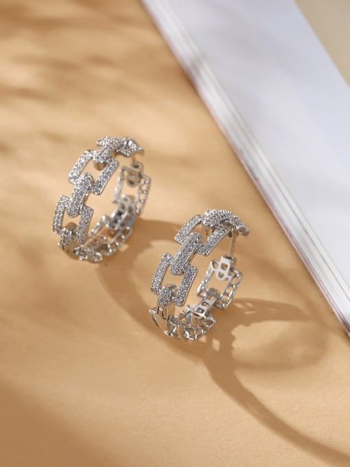 platinum earrings Brass Cubic Zirconia Round Luxury Huggie Earring