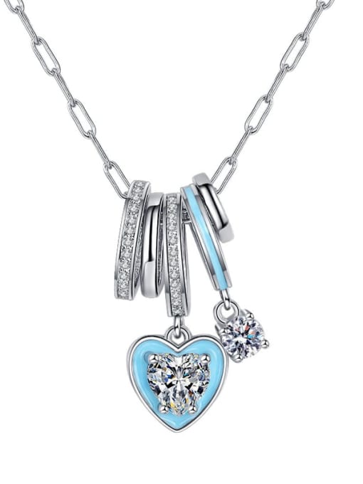KDP-Silver 925 Sterling Silver Cubic Zirconia Enamel Heart Minimalist Necklace 0