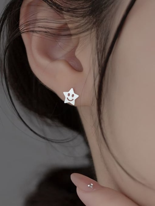 Rosh 925 Sterling Silver Pentagram Minimalist Stud Earring 2