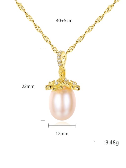 CCUI 925 Sterling Silver Freshwater Pearl Zircon flower pendant  Necklace 3