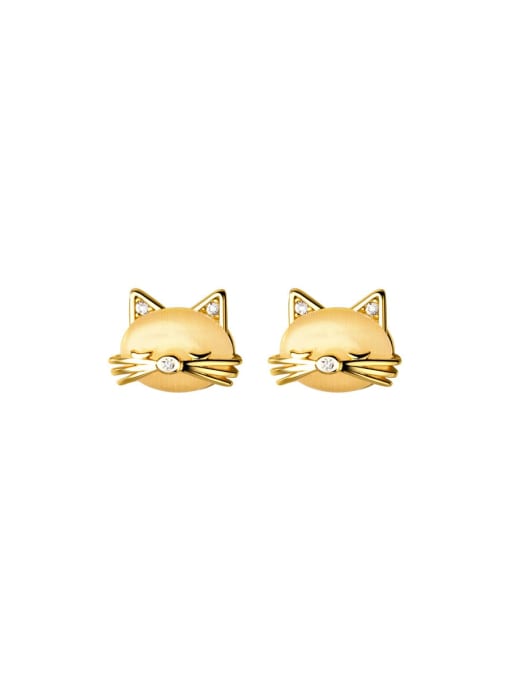 Rosh 925 Sterling Silver Cats Eye Cat Cute Stud Earring 0