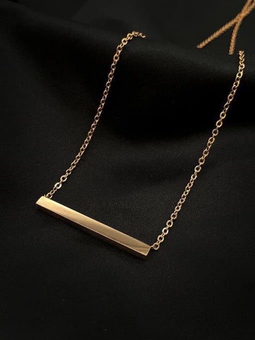 A TEEM Titanium smooth Rectangle Minimalist pendant Necklace 0