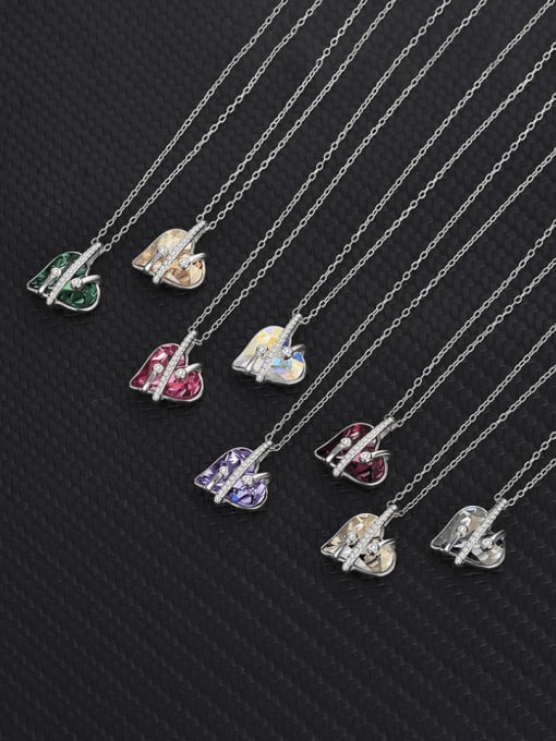 BC-Swarovski Elements 925 Sterling Silver Austrian Crystal Heart Classic Necklace 2
