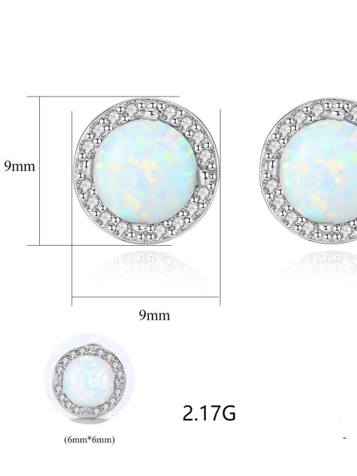 CCUI 925 Sterling Silver Opal Round Minimalist Stud Earring 4