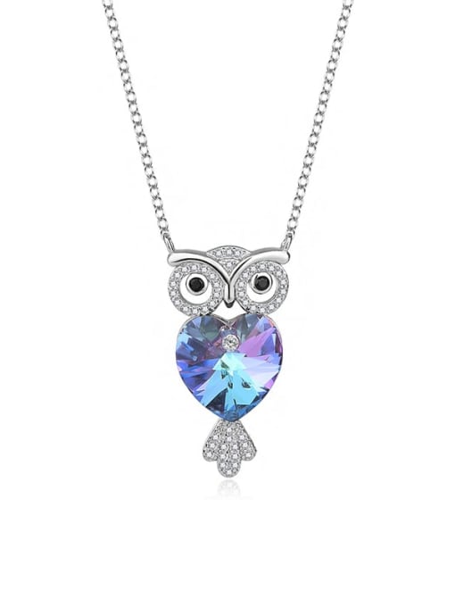 BC-Swarovski Elements 925 Sterling Silver Austrian Crystal Owl Classic Necklace 4